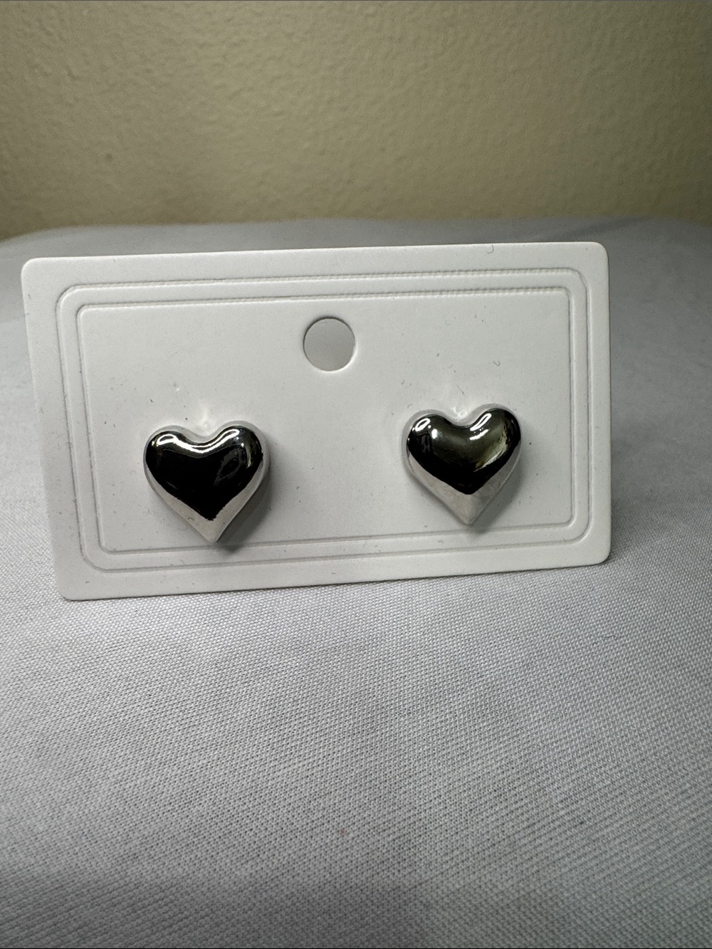 Silver Heart Stud Earrings - Women Jewelry